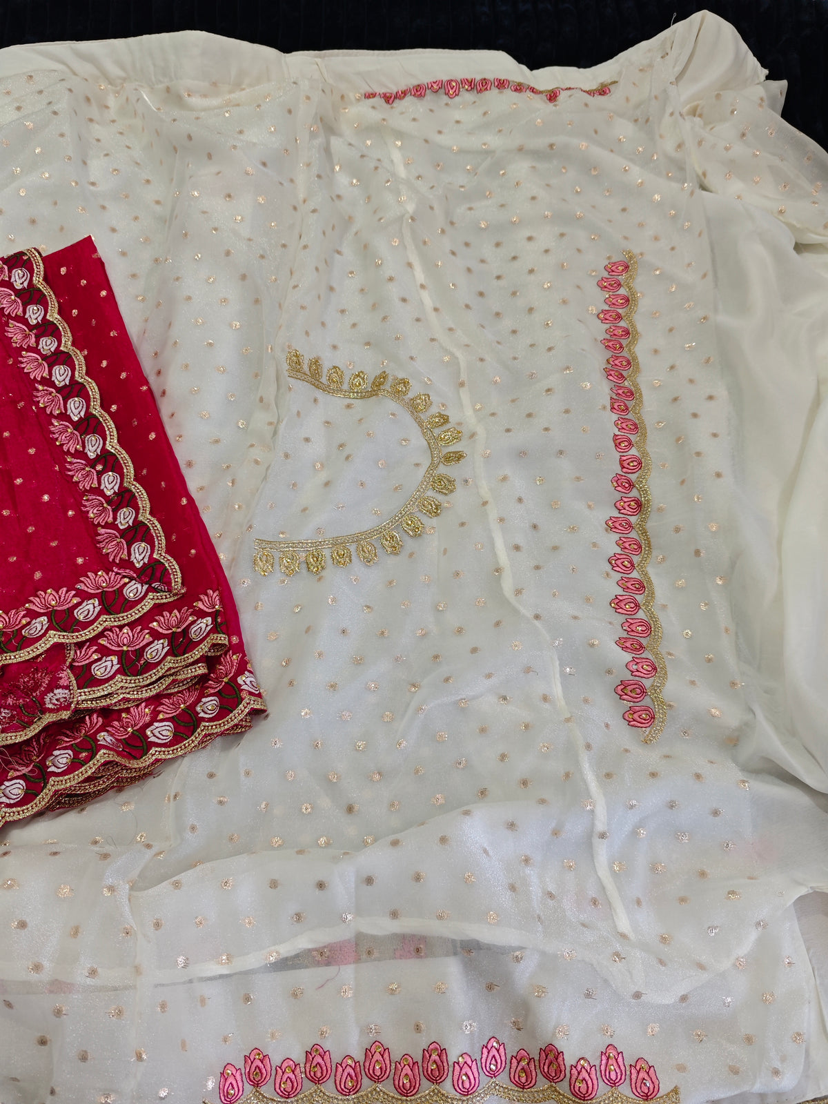 Half Sarees-KSV4001-White and Pink