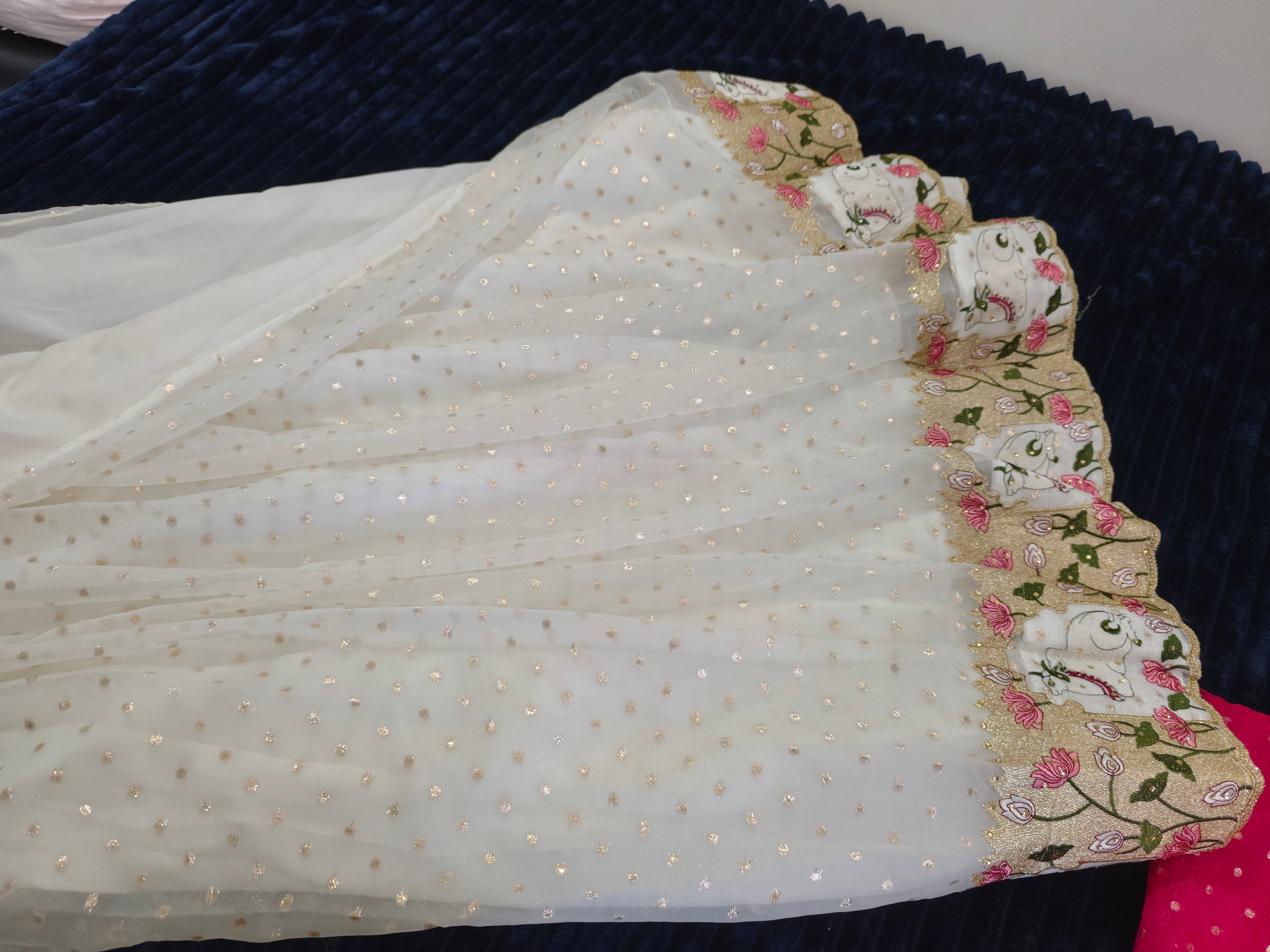 Half Sarees-KSV4001-White and Pink