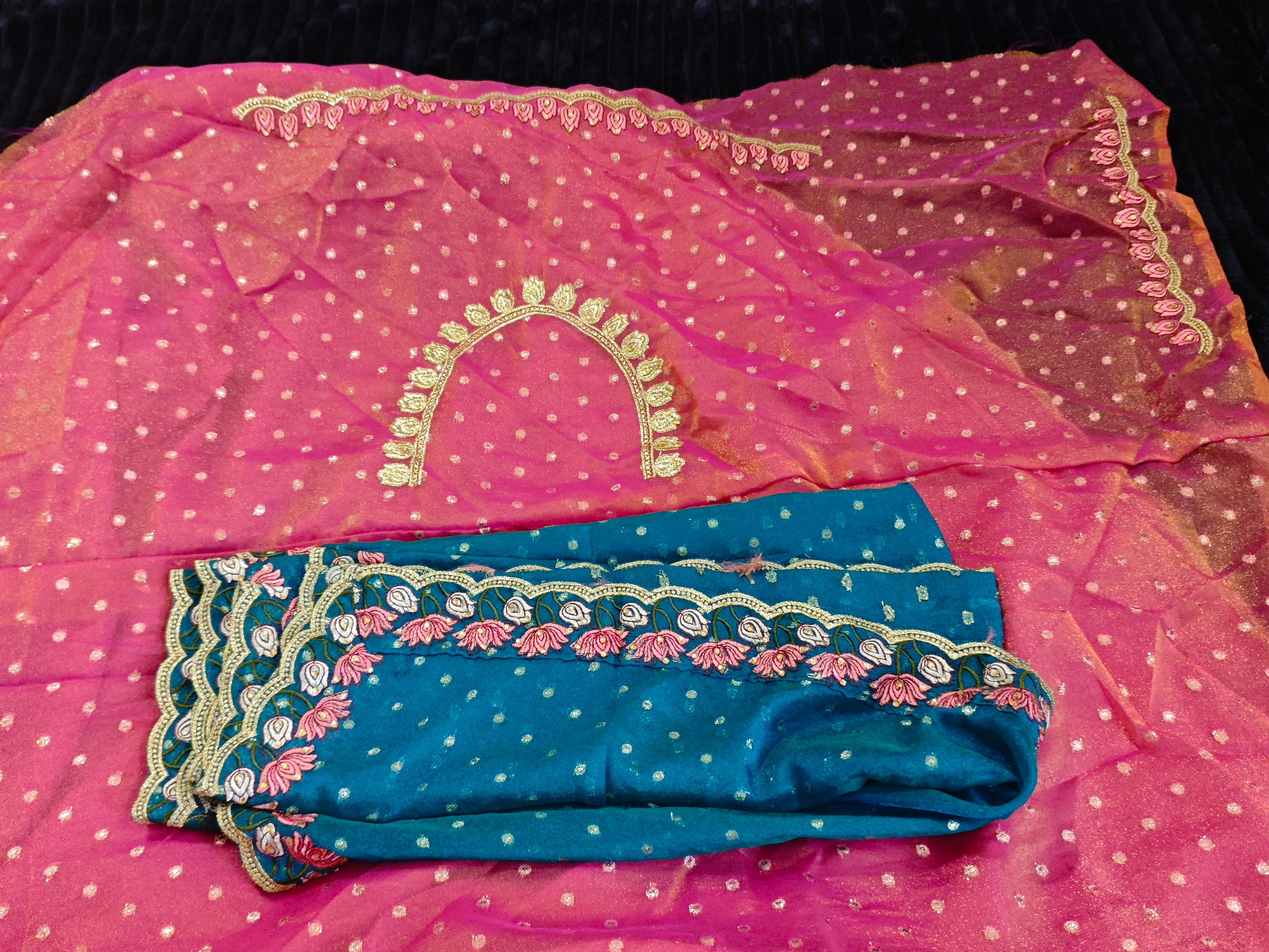 Half Sarees-KSV4002-Deep Rose and Blue