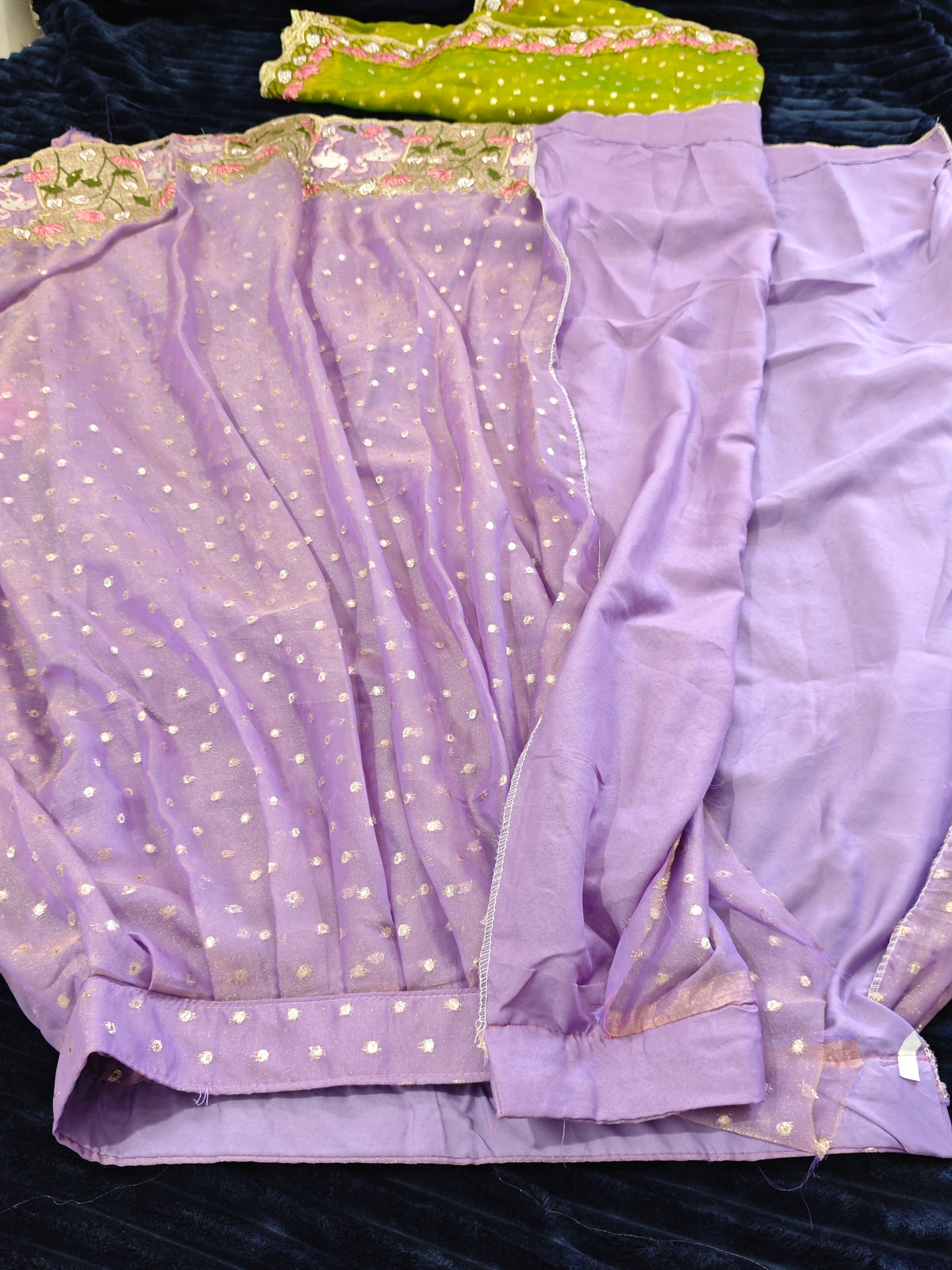 Half Sarees-KSV4003-Olive Green and Purple