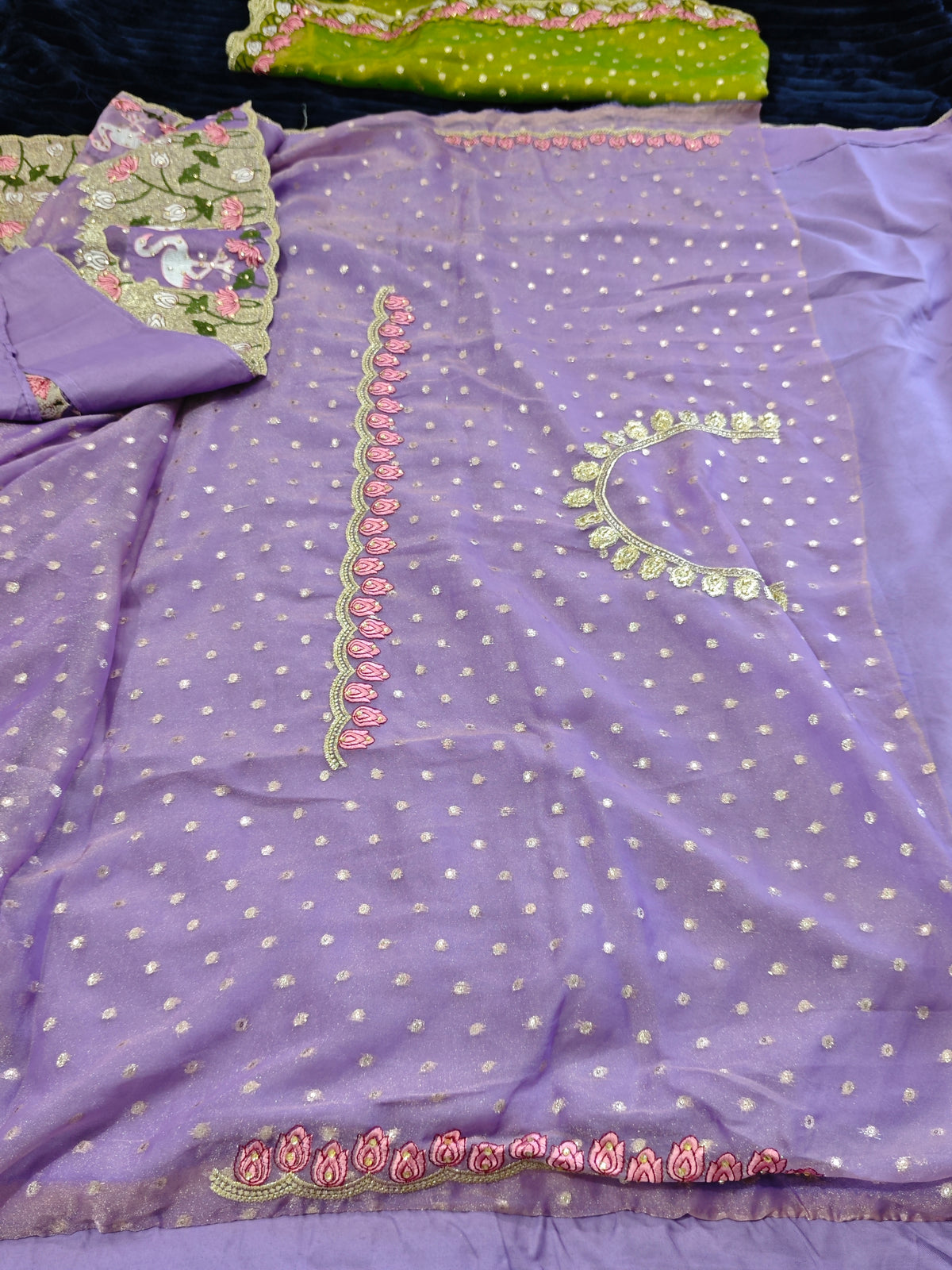 Half Sarees-KSV4003-Olive Green and Purple