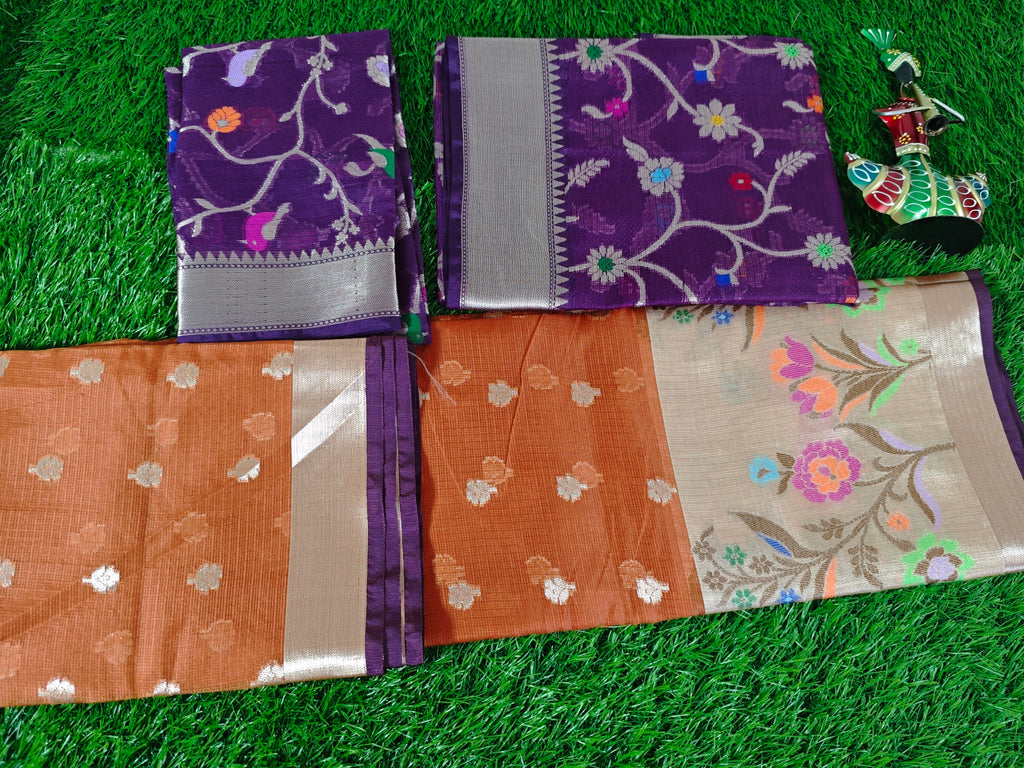 Silk kota-KSV4004-Rust and Purple