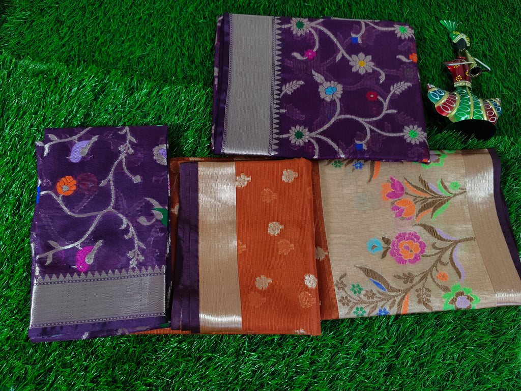 Silk kota-KSV4004-Rust and Purple