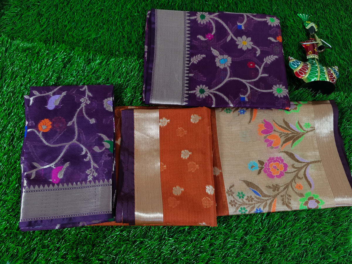 Silk kota-KSV4004-Rust and Purple