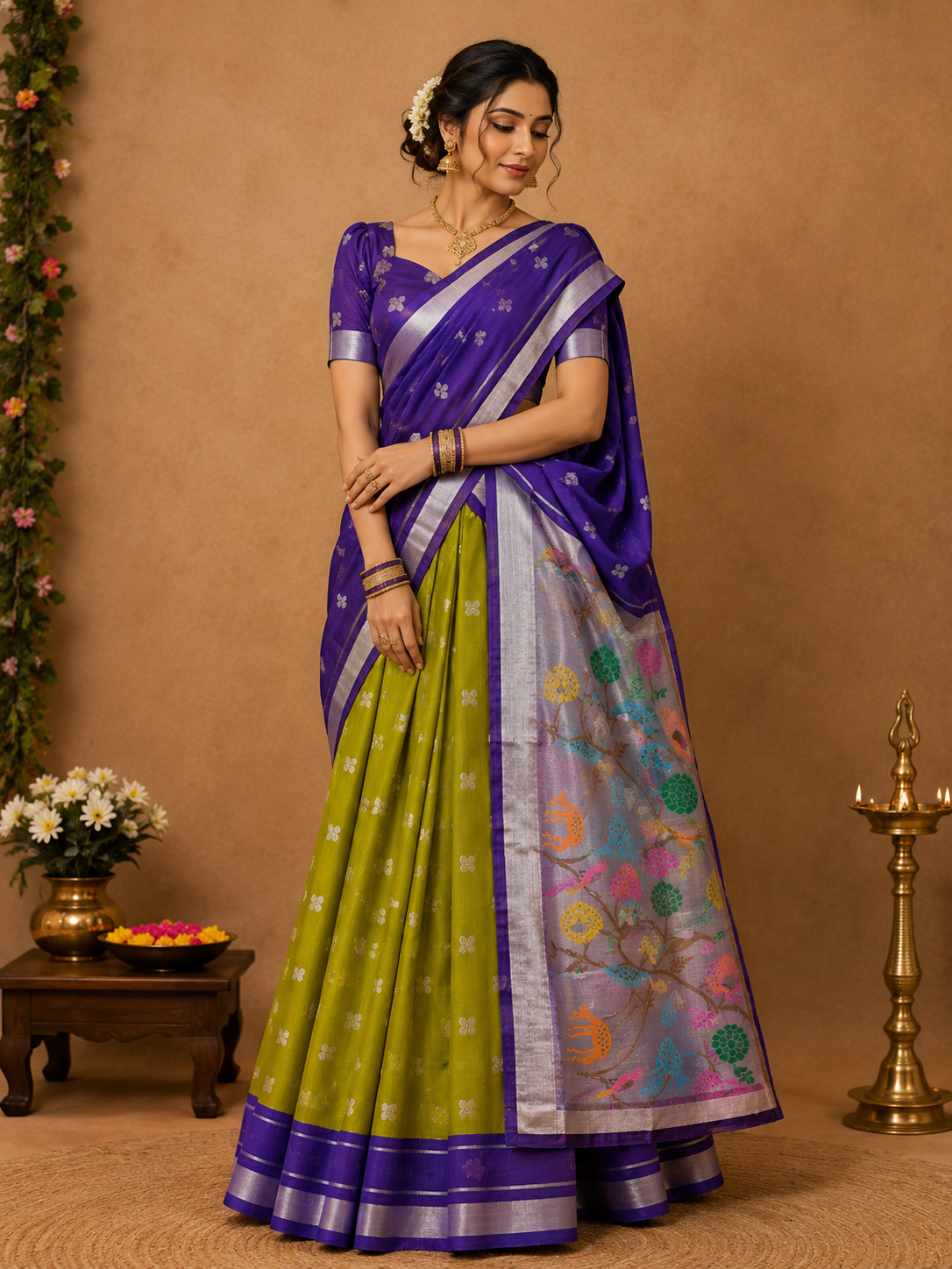 Silk kota-KSV4007-Green and Blue