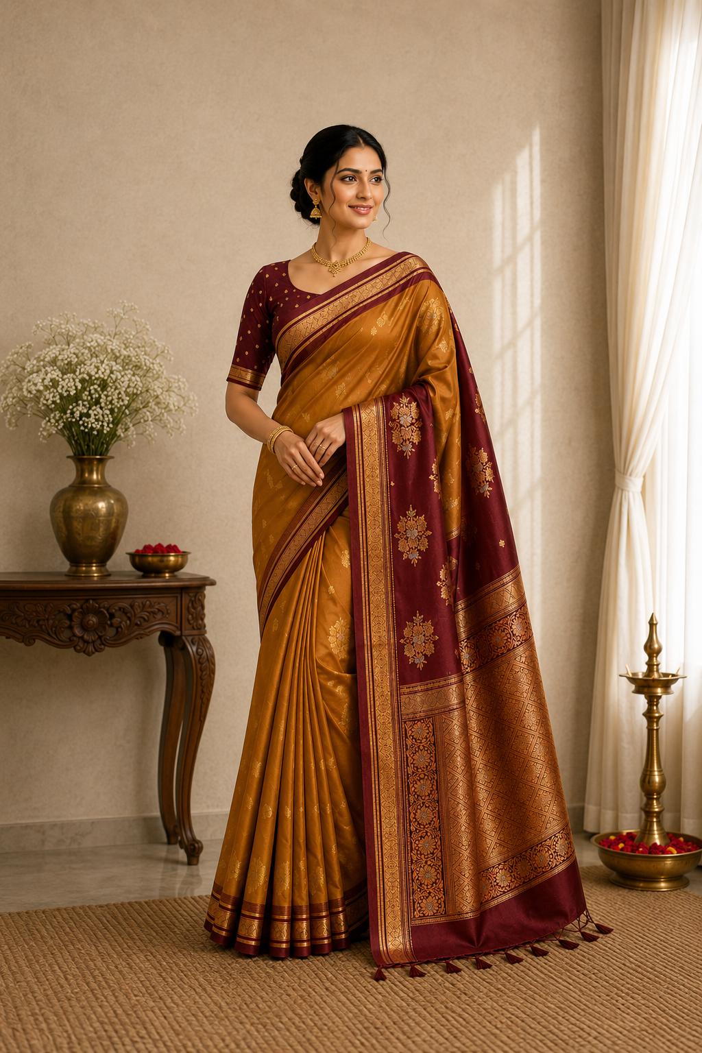 Soft Silk-KSV5011-Rust and Maroon