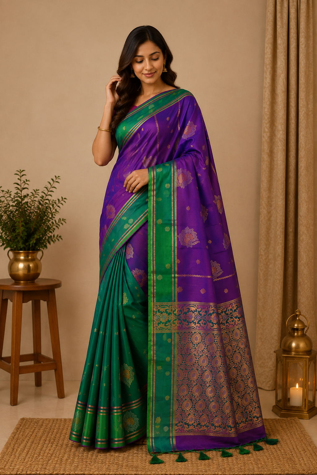 Soft Silk-KSV5012-Violet and Green