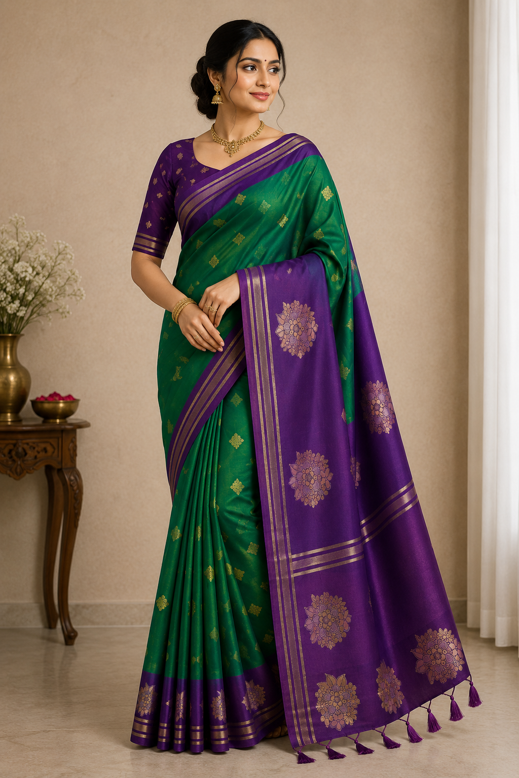 Soft Silk-KSV5013-Green and Violet