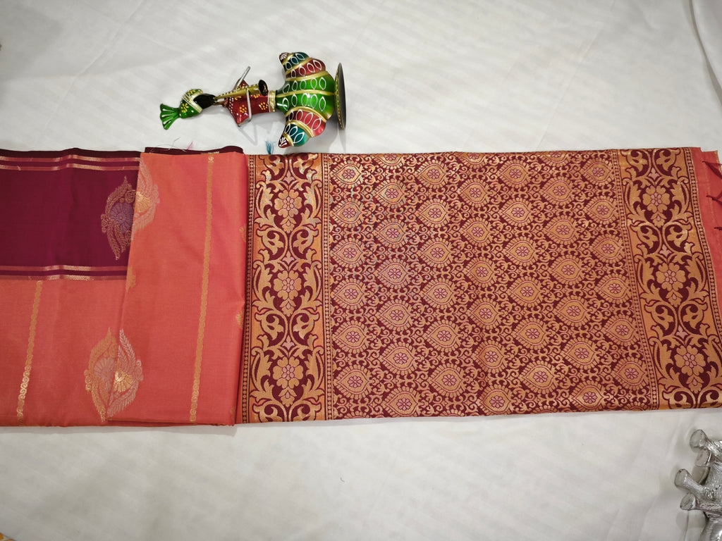 Soft Silk-KSV5015-Rust Orange and Magenta Pink