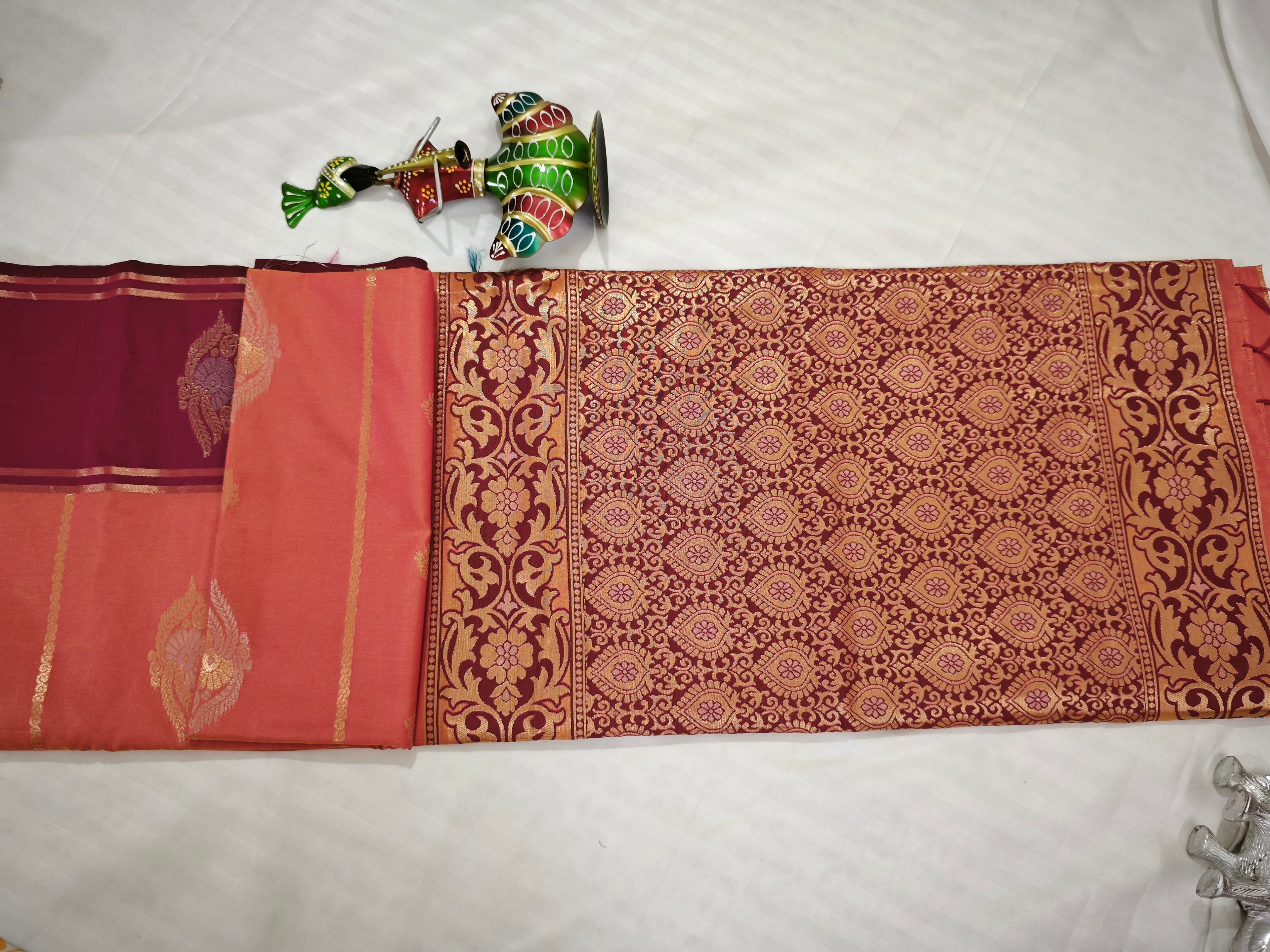 Soft Silk-KSV5015-Rust Orange and Magenta Pink