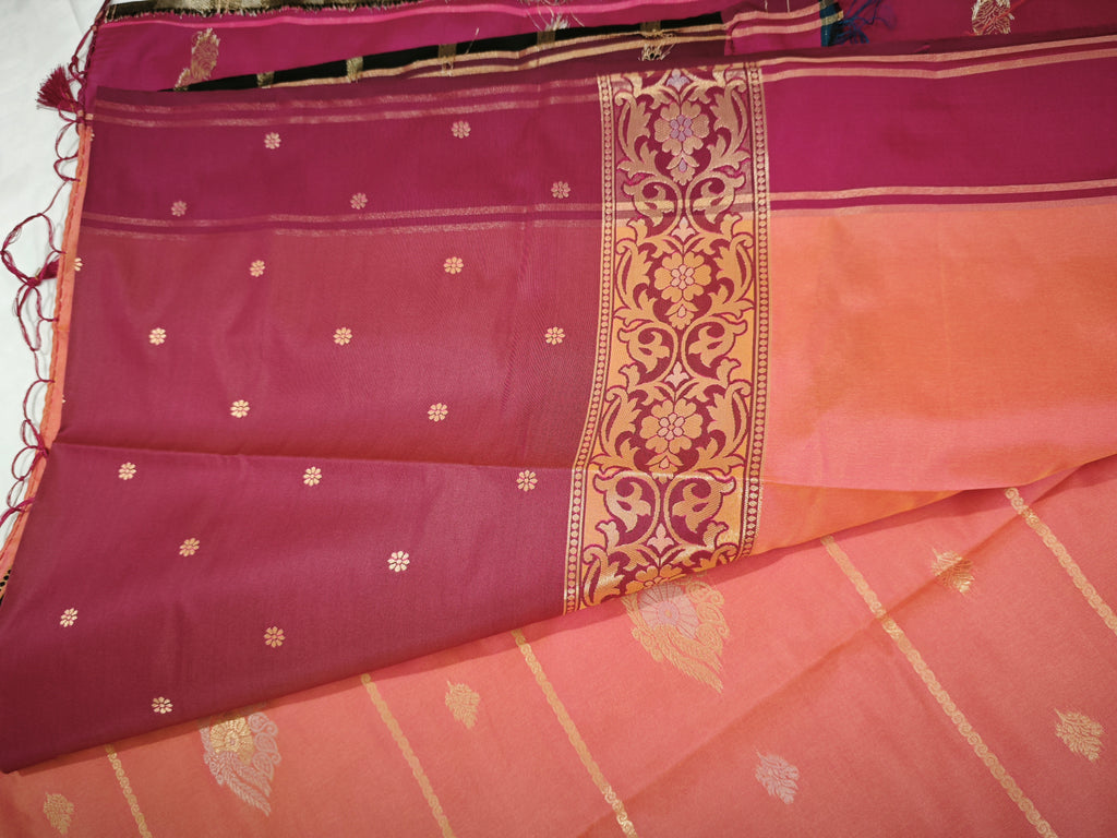Soft Silk-KSV5015-Rust Orange and Magenta Pink