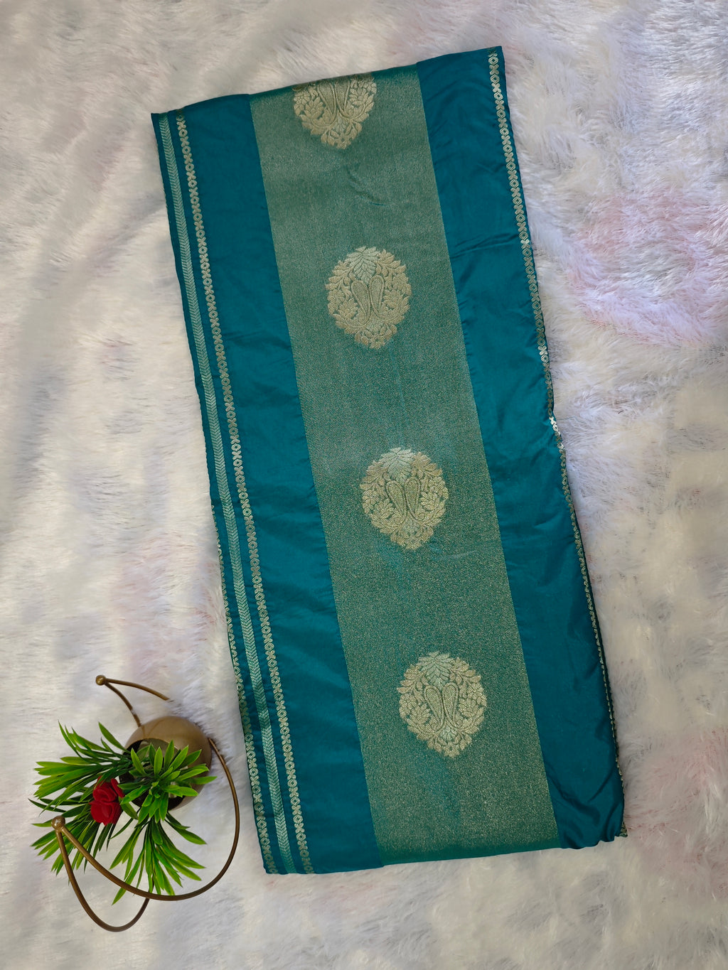 Moonga Cream Silk-KSV5016-Teal and Purple