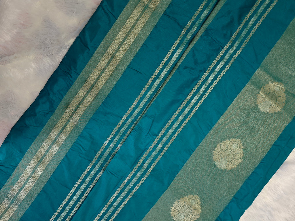 Moonga Cream Silk-KSV5016-Teal and Purple