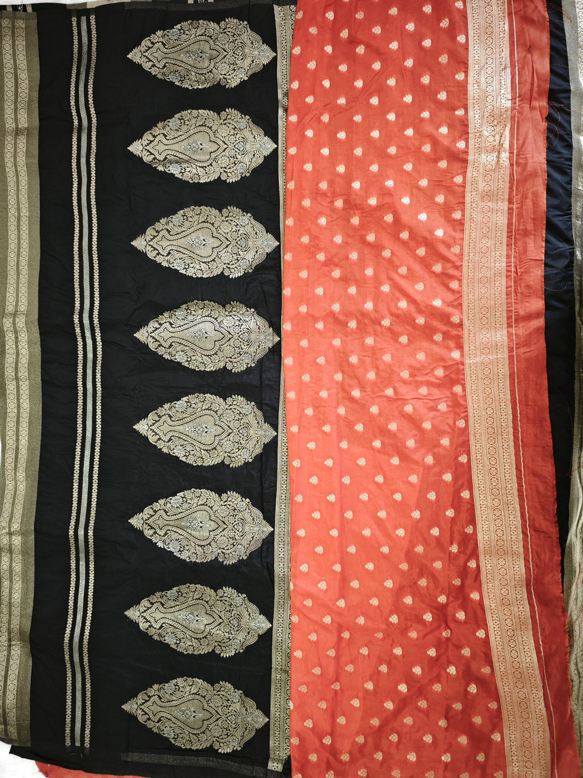 Moonga Cream Silk-KSV5017-Black and Rust