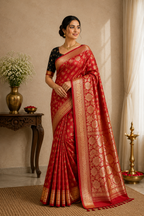 Moonga Cream Silk-KSV5018-Red and Black