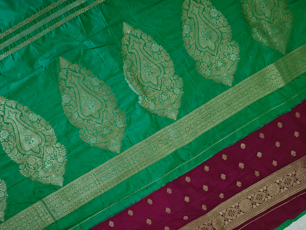 Moonga Cream Silk-KSV5019-Sea Green and Wine