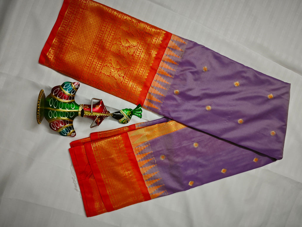 Semi Gadwal-KSV5021-Lilac and Orange