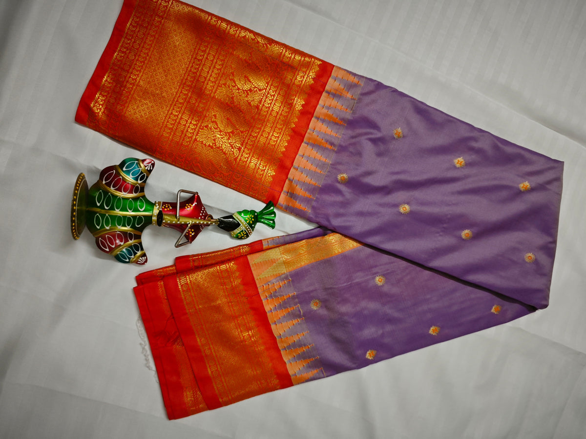Semi Gadwal-KSV5021-Lilac and Orange