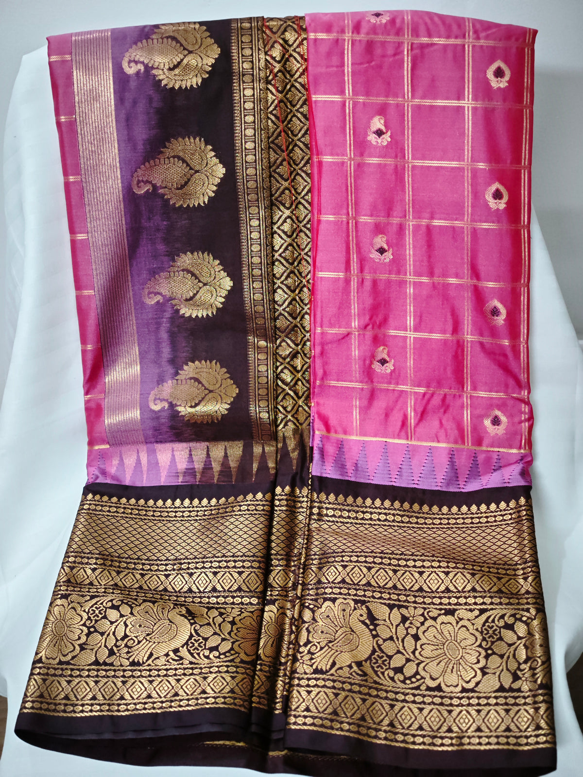 Semi Gadwal-KSV5022-Pink and Brown