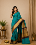 Semi Gadwal-KSV5024-Teal Blue and Brown