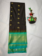 Semi Gadwal-KSV5025-Dark Coffee and Turquoise Blue