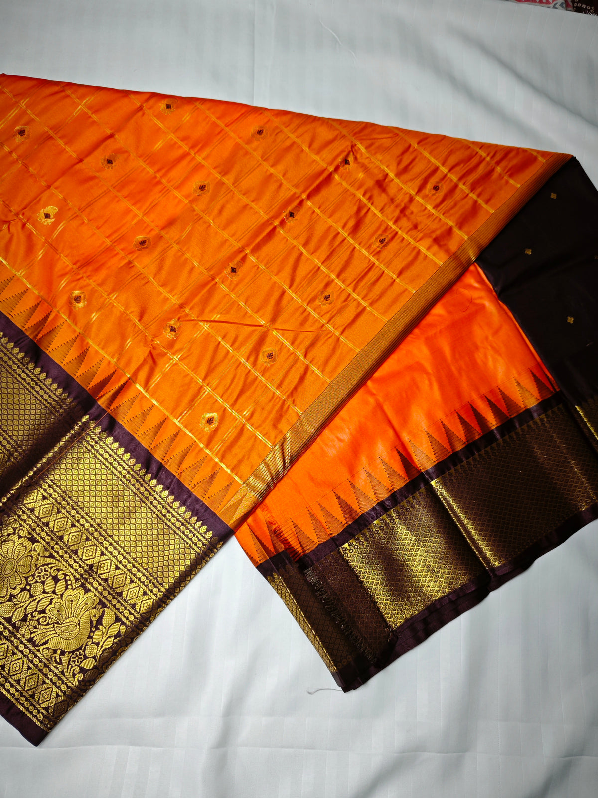 Semi Gadwal-KSV5027-Orange and Brown