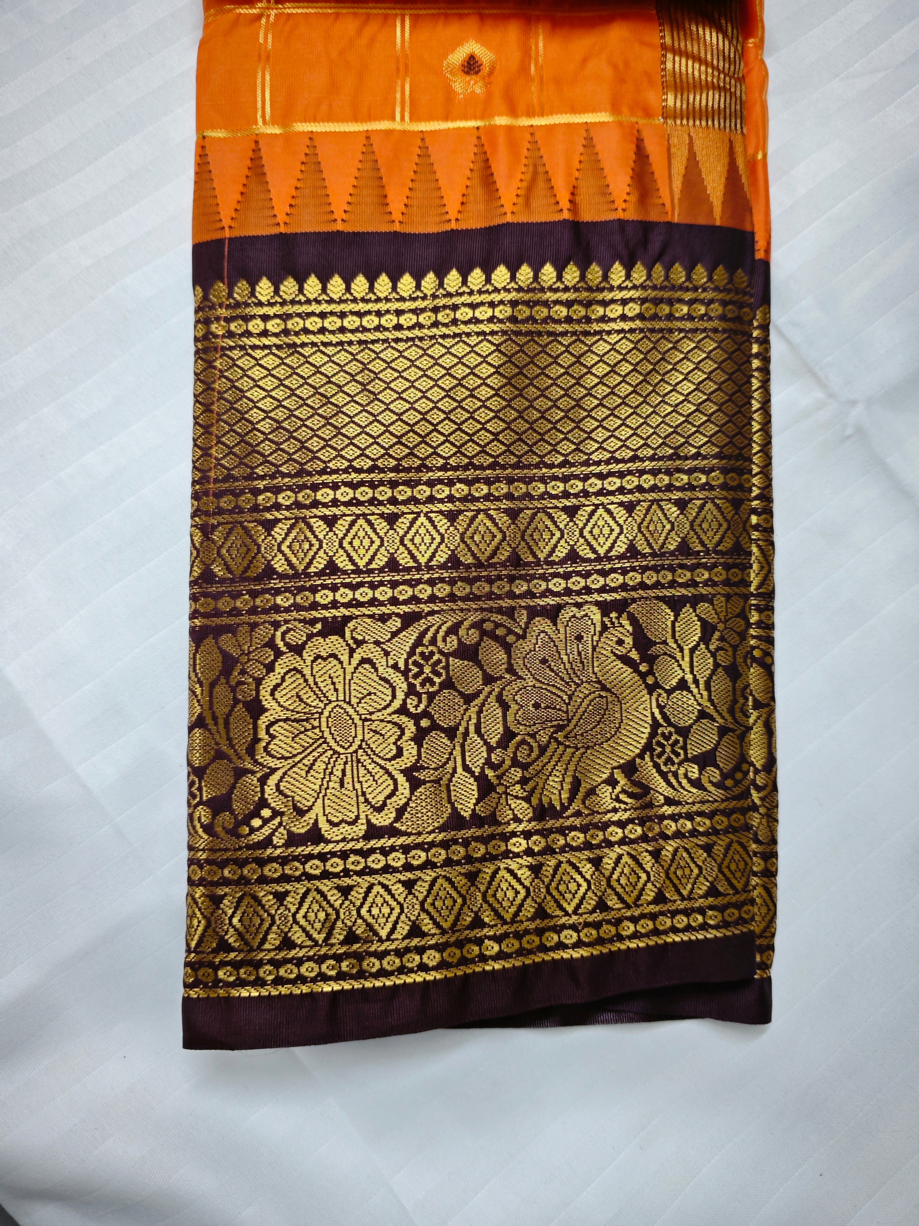 Semi Gadwal-KSV5027-Orange and Brown