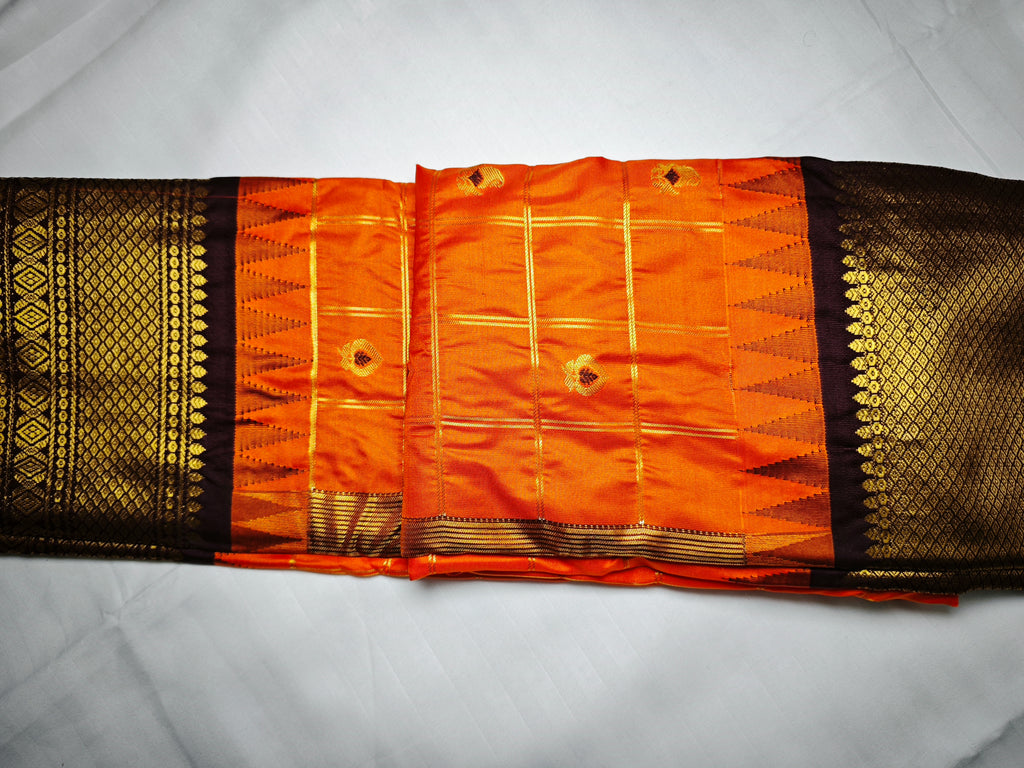 Semi Gadwal-KSV5027-Orange and Brown