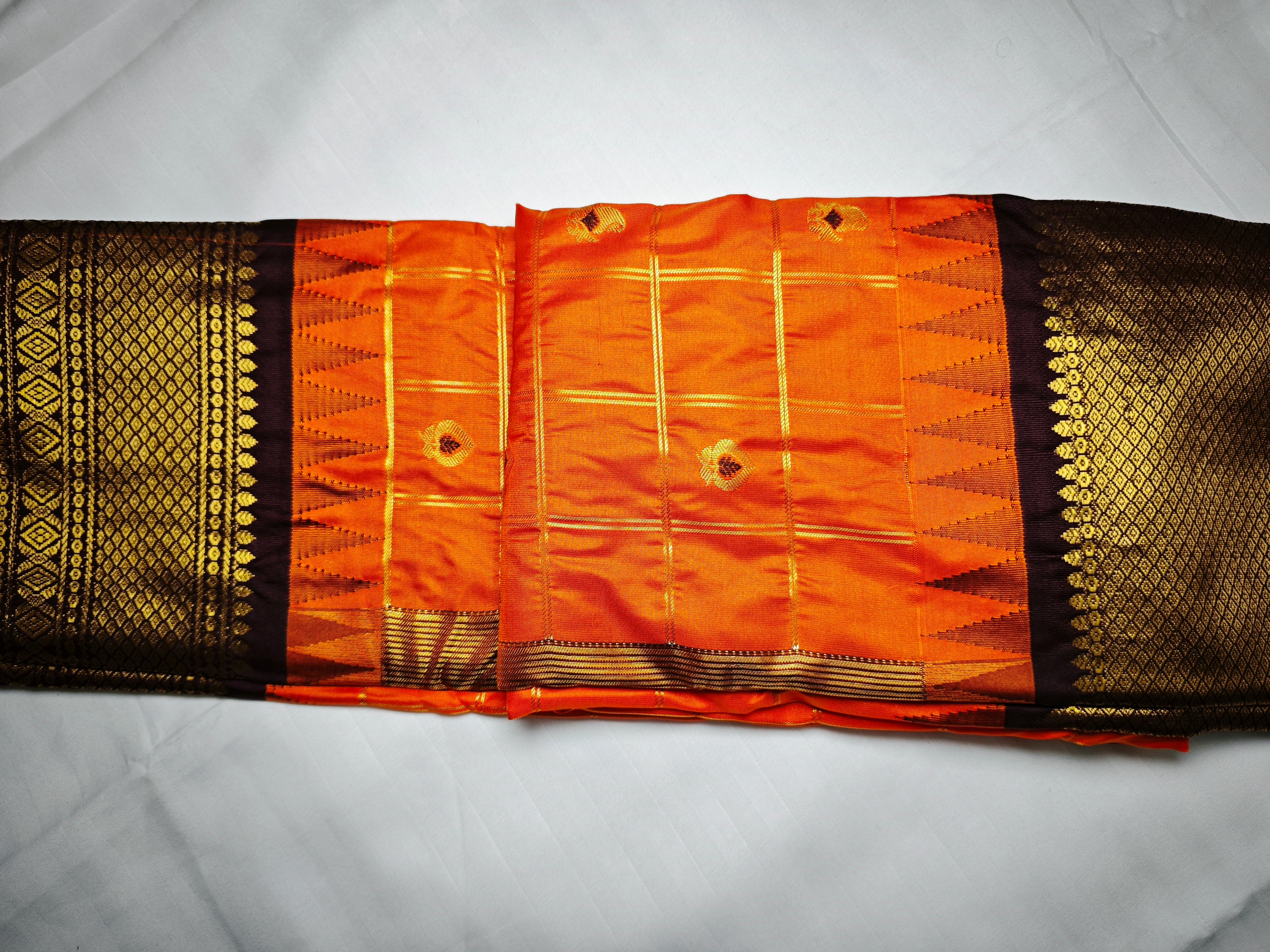 Semi Gadwal-KSV5027-Orange and Brown