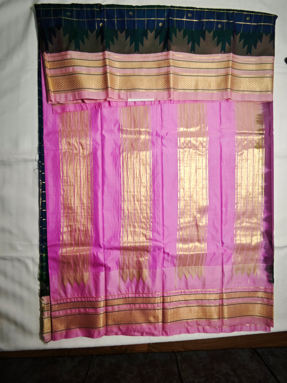 Semi Gadwal-KSV5028-Dark blue and baby pink