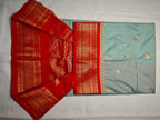 Semi Gadwal-KSV5029-Skyblue and Red
