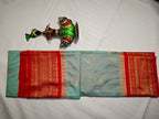 Semi Gadwal-KSV5029-Skyblue and Red