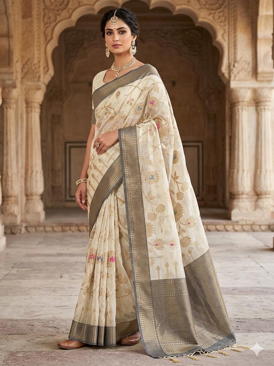 Zari kota silk-KSV5039-Cream
