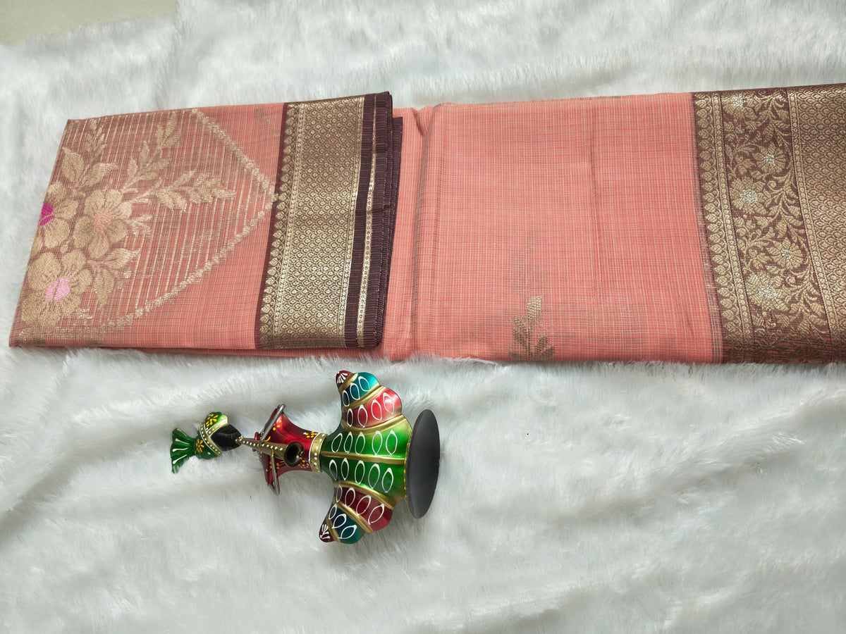 Zari kota silk-KSV5046-Peach