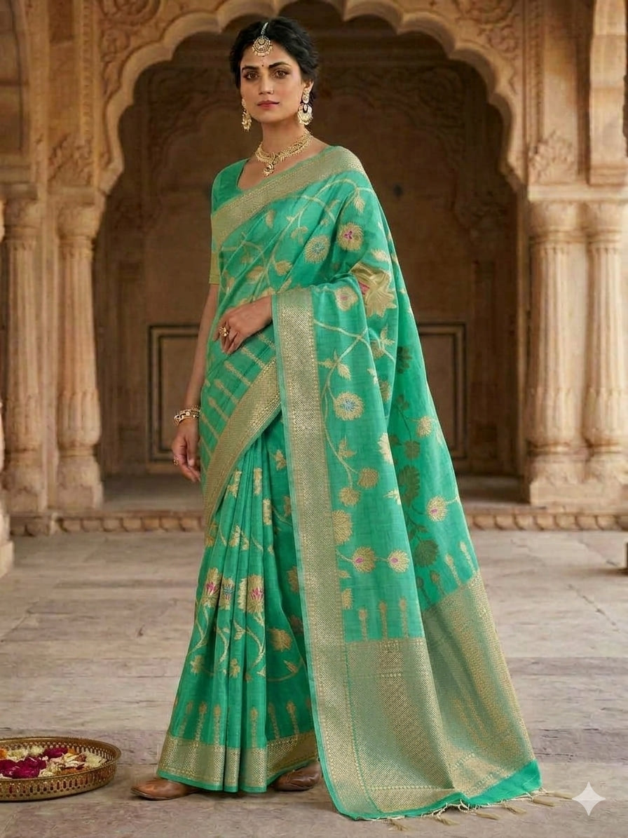 Zari kota silk-KSV5047-Sea Green