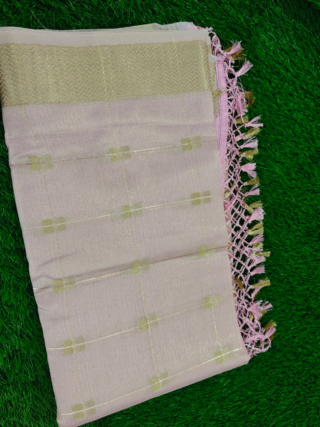 Tussar-KSV6001-Baby pink and green