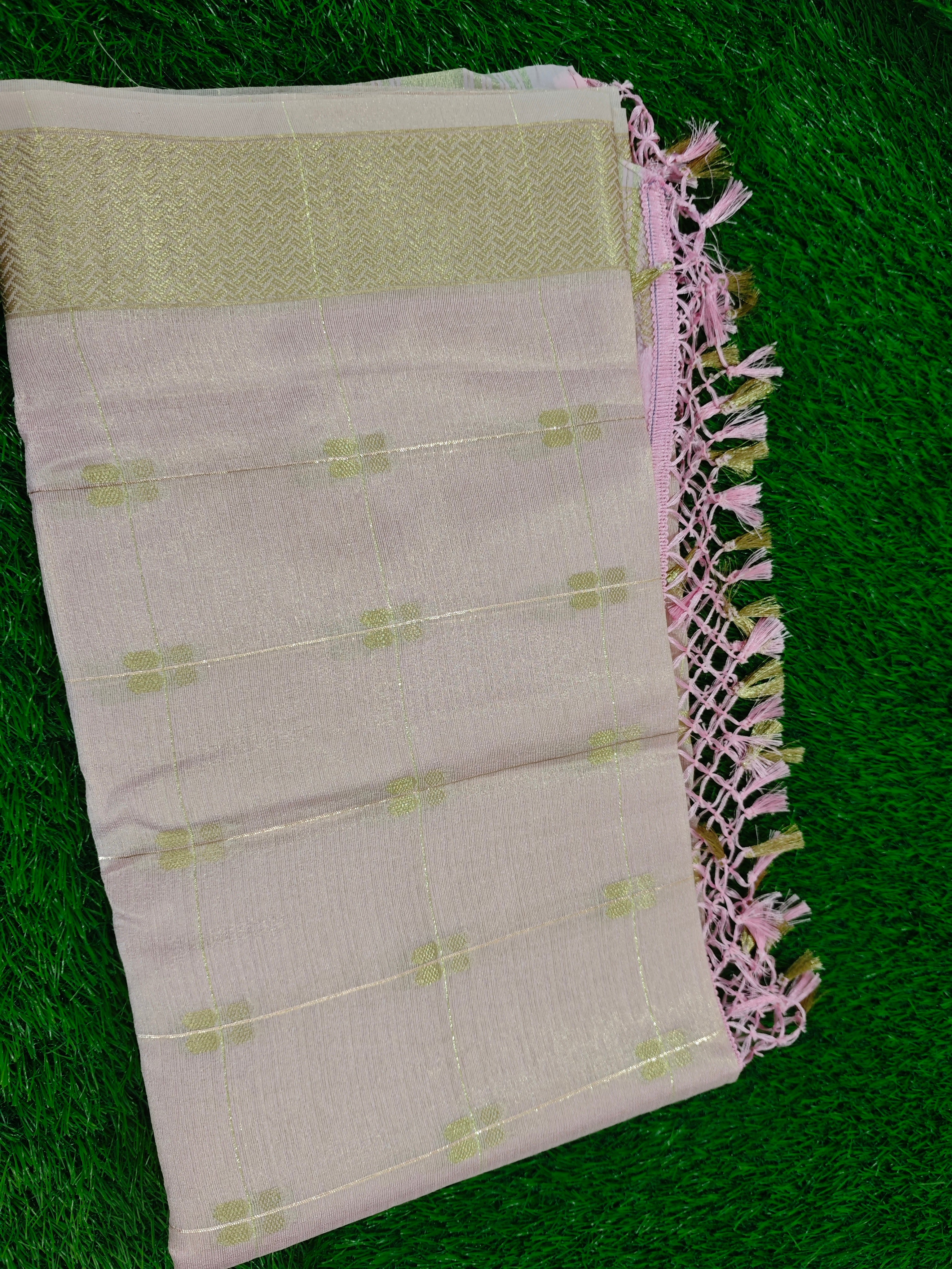 Tussar-KSV6001-Baby pink and green