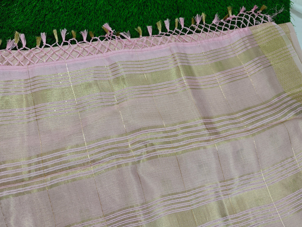 Tussar-KSV6001-Baby pink and green