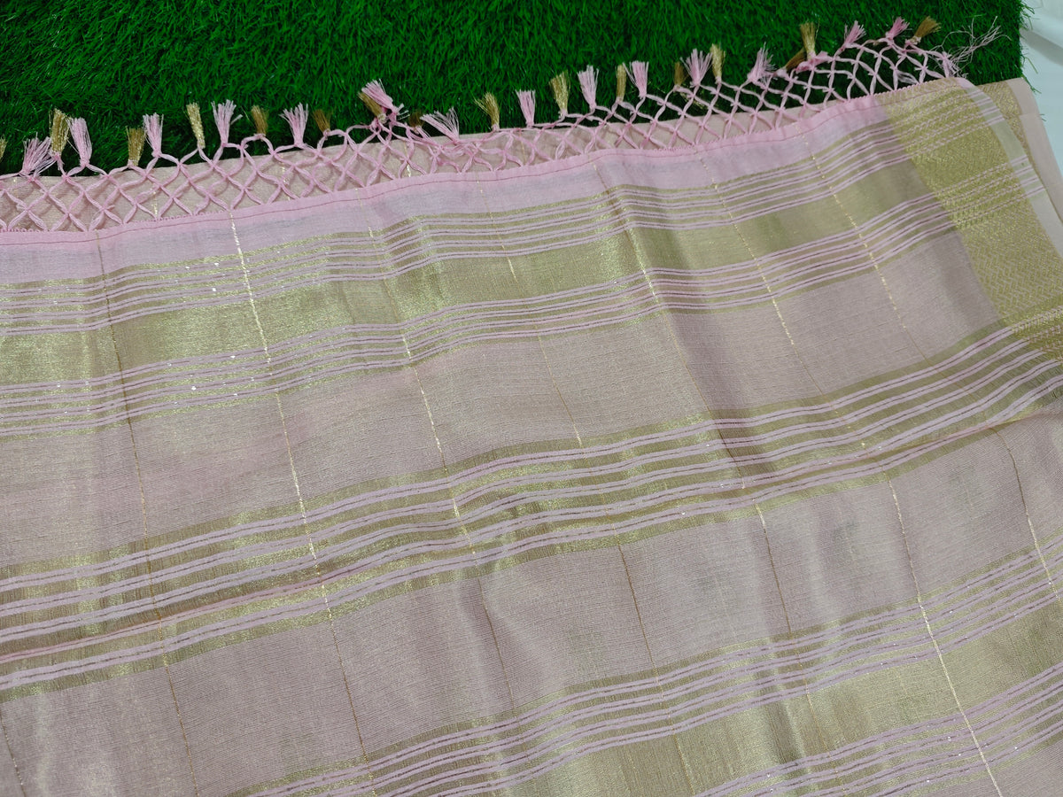 Tussar-KSV6001-Baby pink and green