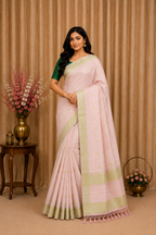 Tussar-KSV6001-Baby pink and green