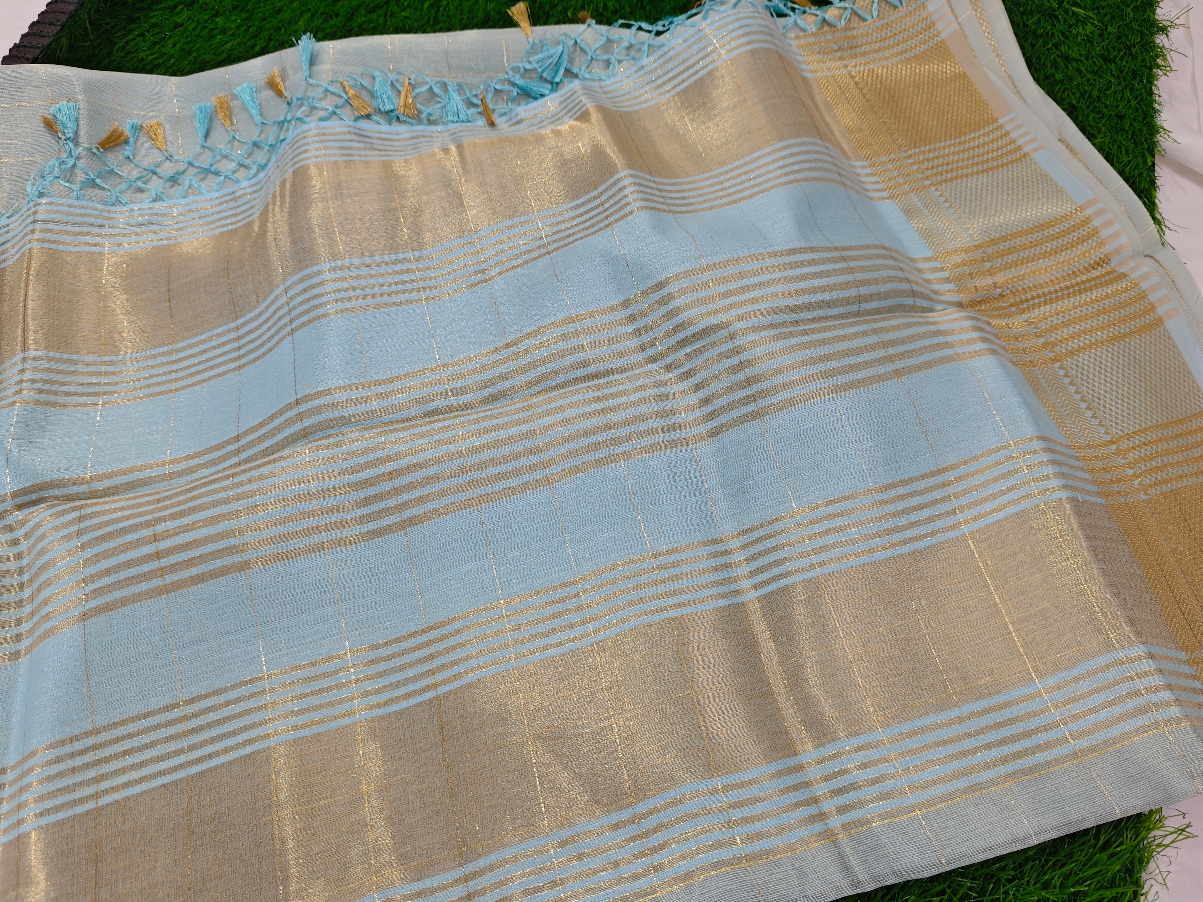 Tussar-KSV6002-Sky Blue and Pink