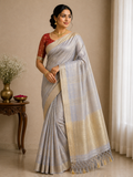 Tussar-KSV6004-Metallic Gold and Maroon