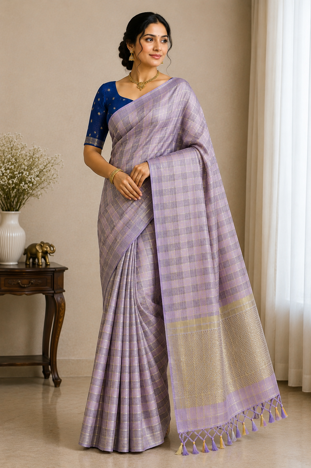 Tussar-KSV6005-Metallic Purple and Blue