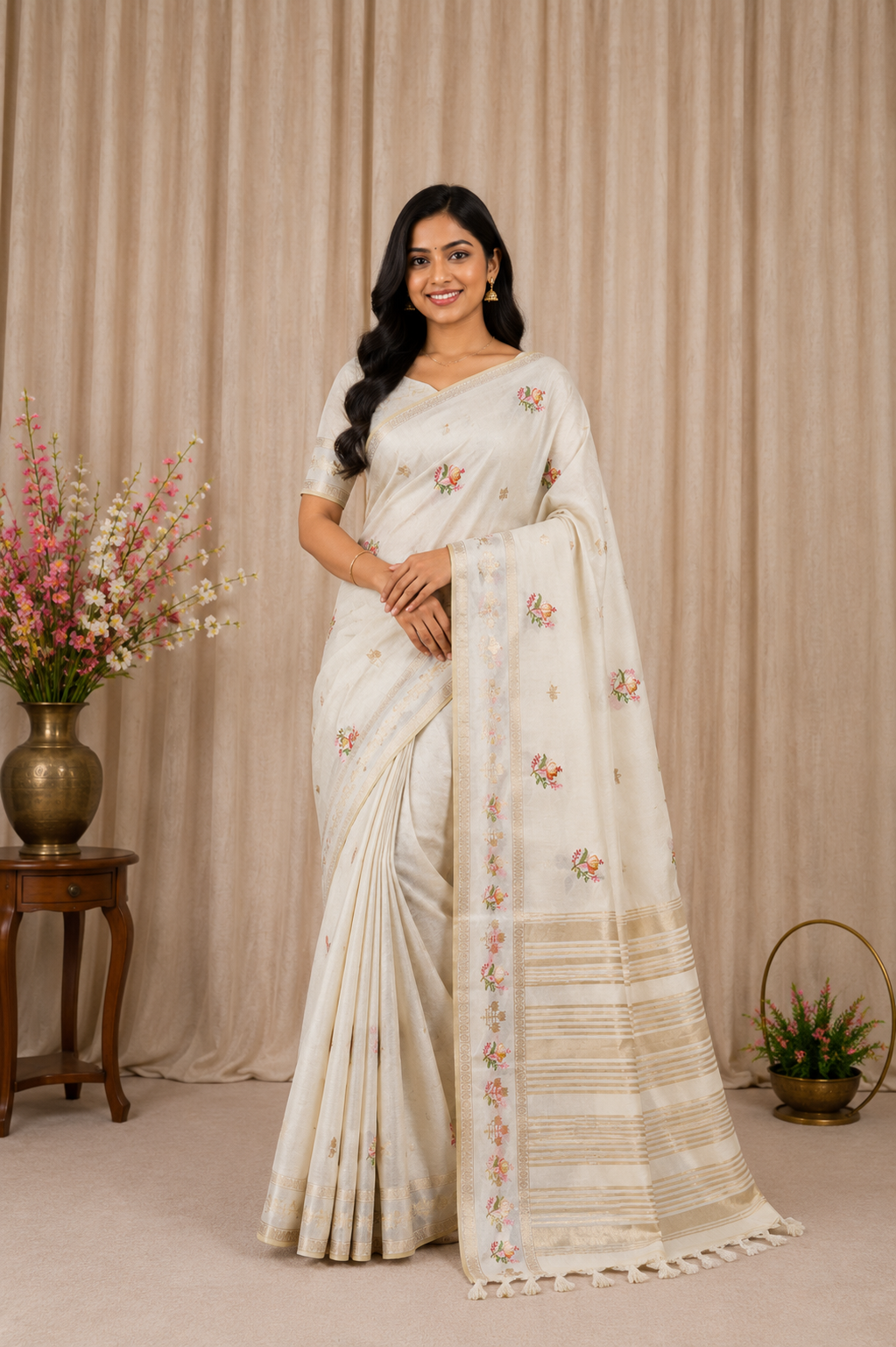Tussar Cotton-KSV6008-Cream
