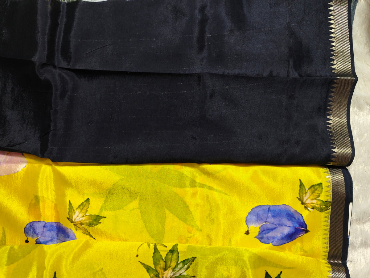 Mangalagiri Print-KSV8005-Yellow and Black