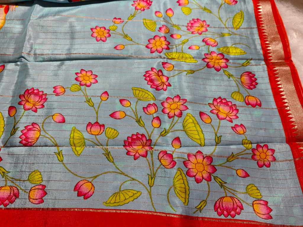Mangalagiri Print-KSV8007-Blue and Orange