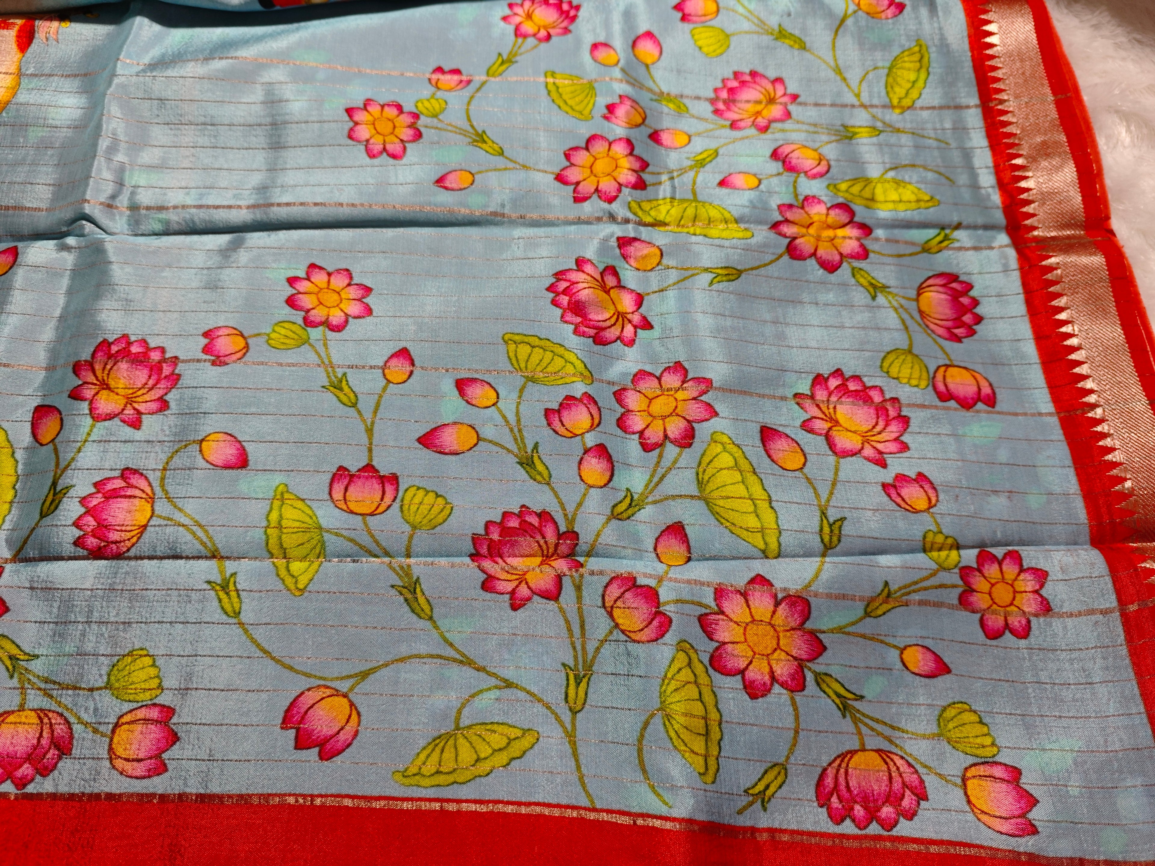 Mangalagiri Print-KSV8007-Blue and Orange