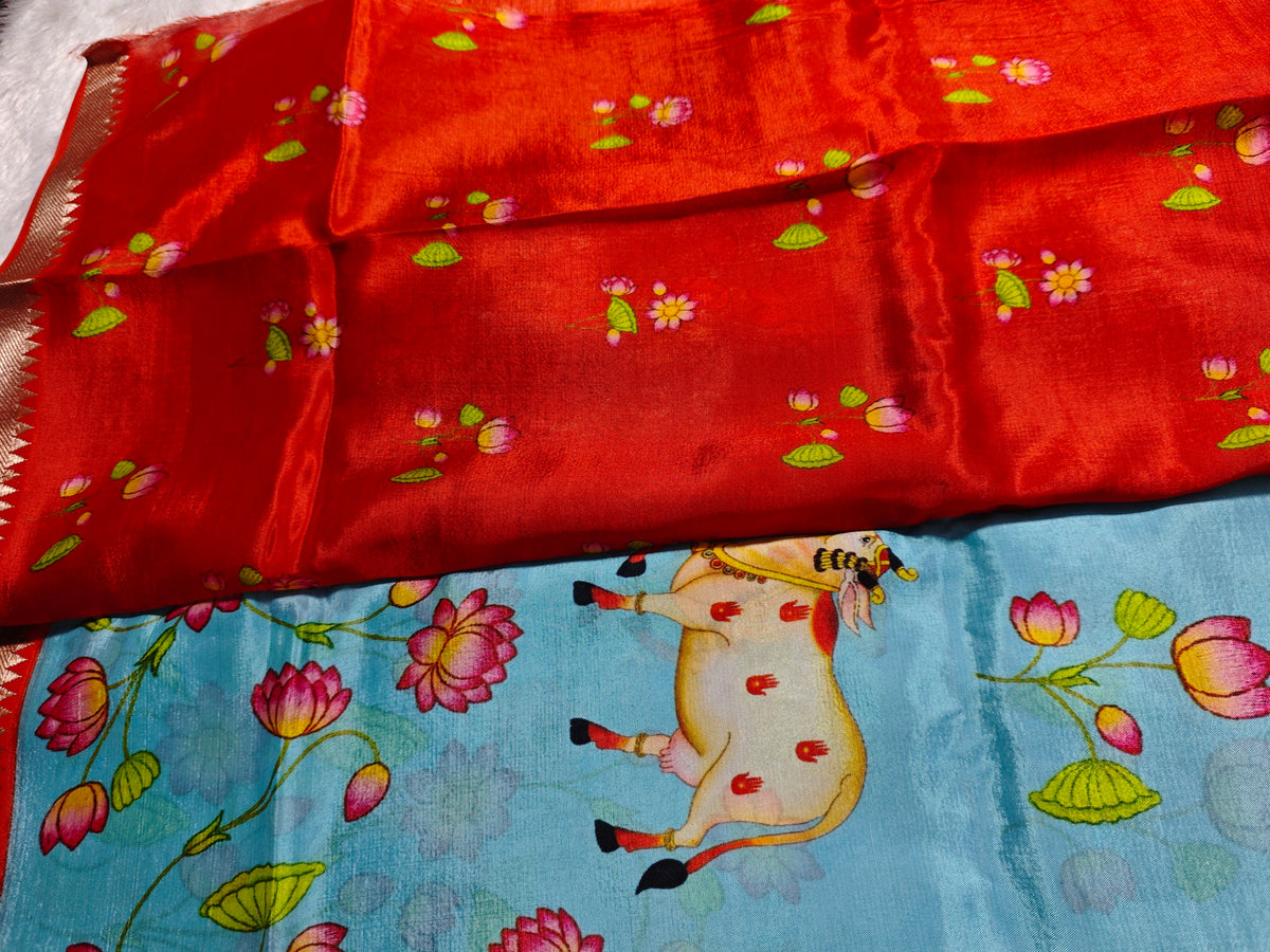 Mangalagiri Print-KSV8007-Blue and Orange