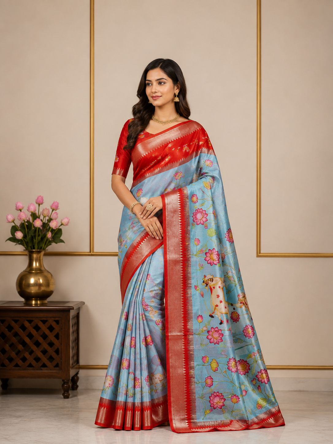 Mangalagiri Print-KSV8007-Blue and Orange