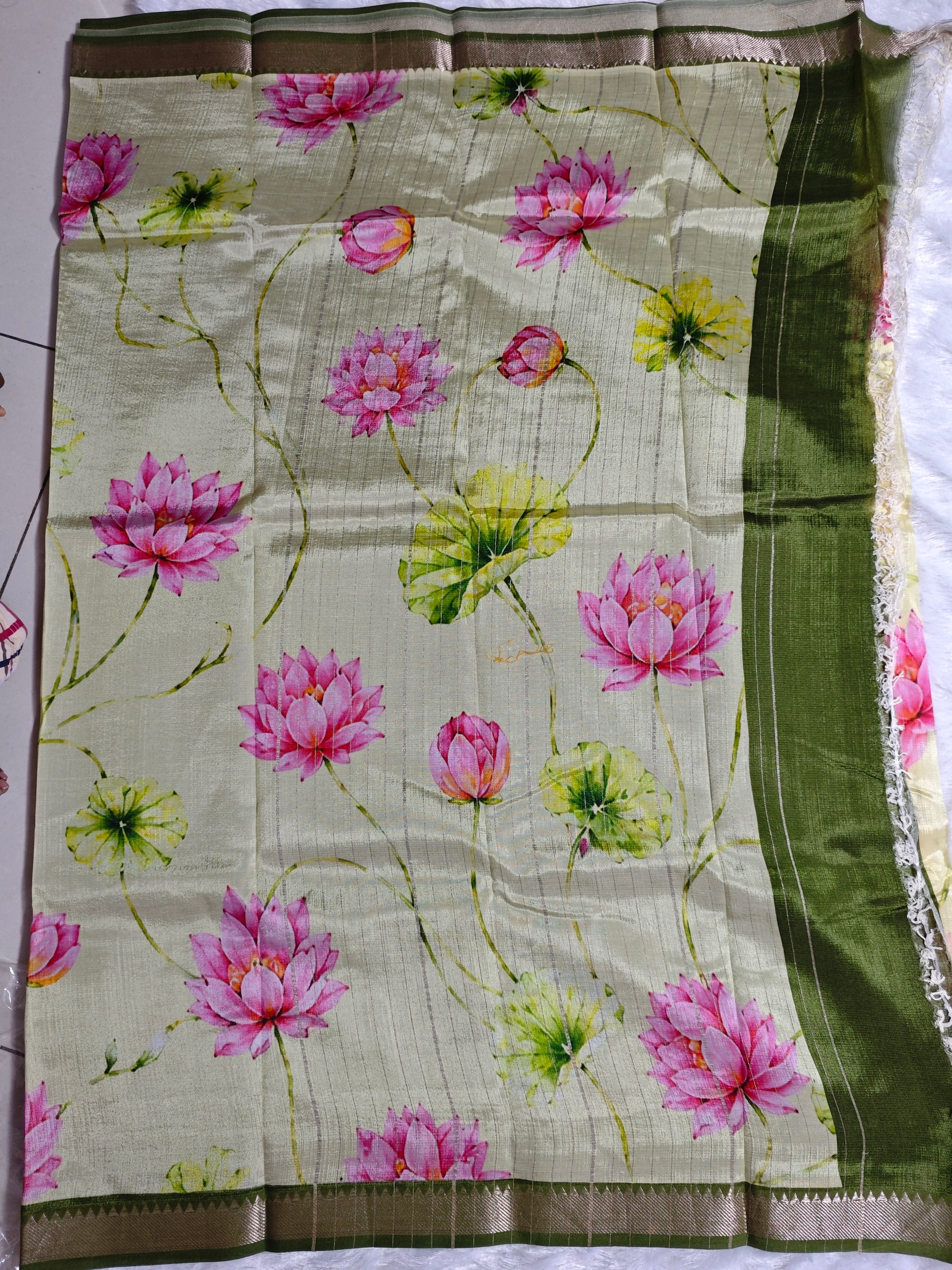 Mangalagiri Print-KSV8008-Biege and Olive Green